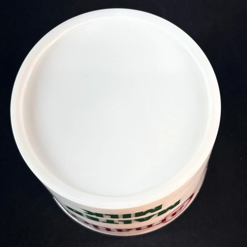 Vintage Carnation Malted Milk Glass Canister with Aluminum Lid White Retro Decor
